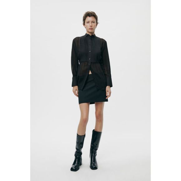 ZARA PLEATED YOKE SHIRT ZW COLLECTION - Picture 2 of 13